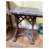 Wooden side table with stone top piece