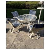 Patio table and 4 swivel chairs