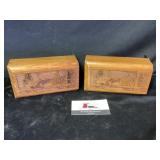 Wood carved book ends