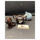 Pig bank, tea pot, Avon dog