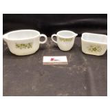 Pyrex Spring Blossom creamers and refrigerator