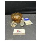 Amber glass dish and decor