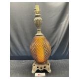 Vintage Amber Glass Pinapple Table Lamp