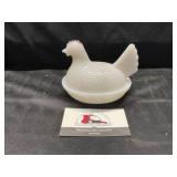 Milk Glass Hen on a Nest