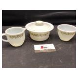 Spring Blossom Butter tub, creamer and sugar dish