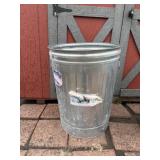 Galvanized trash can