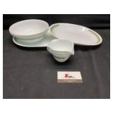 Correlle platters, mixing bowls and creamer