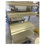 Metal shelving unit on wheels