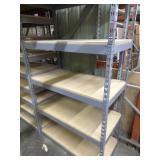 Metal frame with wood shelving unit