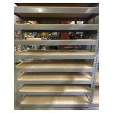 Metal frame with wood shelving unit