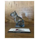 Fenton translucent blue setting cat