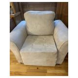 Arm chair with ottoman - cream suede