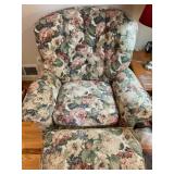 Floral arm chair with ottoman