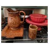 Pitcher, platter and dishes