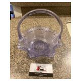 Fenton lavender glass brides basket