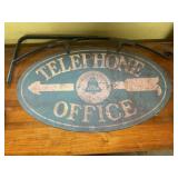Metal telephone office sign / 2 sided