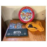 Tin, goldfish canister and misc