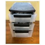 Plastic 3 drawer organizer/ with glasses
