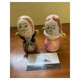 Egg head salt and pepper shakers