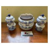 Vintage blue onion porcelain salt and pepper