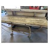 Primitive work top  on misc stand