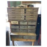 Vintage metal parts drawers