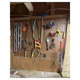 Levels, hand tools and wall contents