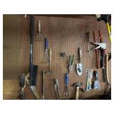 Hand tools, shop items, wall contents