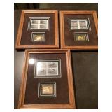 Ducks Unlimited framed stamps/ gold replica