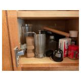 Salt and pepper shakers, cupboard contents