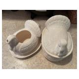 Turkey gravy boat and covered dish