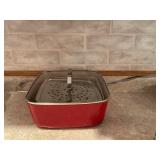 Red copper frying pan