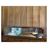 Glass Farmall display case with colored glass back