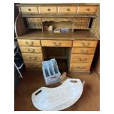 Roll top desk with miscellaneous
