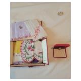 Embroidered linens & locket