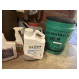 Bucket and misc cleaning supplies