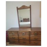 Long wooden dresser with mirror