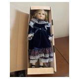 Blue velvet dress doll