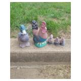 Duck & rooster small outdoor decor