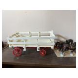 Homemade horse and wagon display
