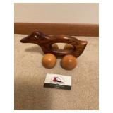 Vintage carved wood duck massager