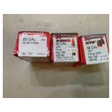 20 cal, 22 cal, 38 cal bullets