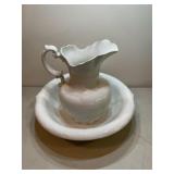 Vintage ceramic pitcher and bowl
