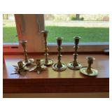 Brass candlesticks and decor