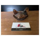 Amber glass mini hen on a nest