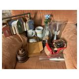 Tote of Glassware and Decor