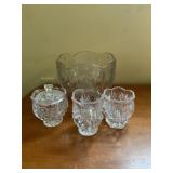 Glass Bowl, Cream and Sugar Dishes