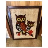 Framed latch hook owl