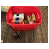 Tote of Christmas Decor and Empty Gift Boxes