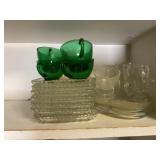 Green and clear glass dishes